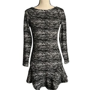 Banana Republic Marbled Black White Drop Waist Flounce Dress. Size 6P.